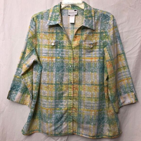 Alfred Dunner Blouse Size Medium Button Down Blouse Short Sleeve - Picture 1 of 6